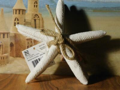 3 Medium White Finger Star Fish Wedding Beach Party Decoration 5 Sea Shell Craft