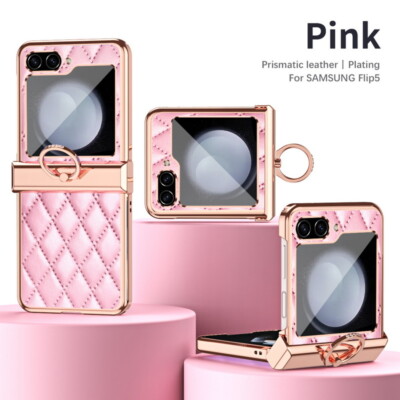 For Samsung Galaxy Z Flip6 Flip5 4 3 ShockProof Plating PC Leather Case Cover