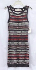 NWT Rachel Roy "Here We Are Now" Tank Sweater Dress Gray Purple Red Zig Zag~S
