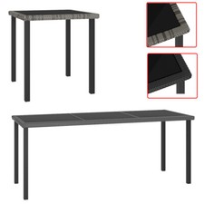 Garten Esstisch Esszimmertisch Poly Rattan Tisch Grau 70x70x73 cm Glas Desktop D