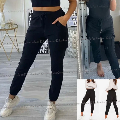 Ladies High Waist Pants Womens Cargo Combat Slim Fit Trousers Casual Joggers
