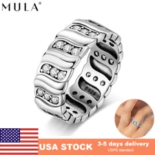 MULA CZ Classic Rope Pattern Finger Ring For Women Jewelry 925 Sterling Silver