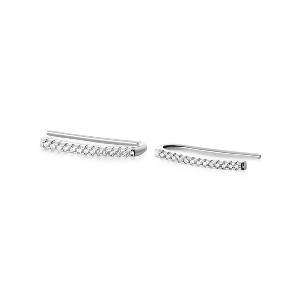 Orecchini Climber Crawler A Clip In Argento Sterling Con Pave In CZ 18Mm - Immagine 3 di 4