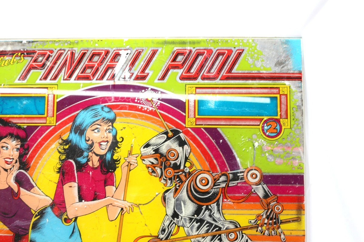 PINBALL POOL Pinball Machine ORIGINAL BACK GLASS (Gottlieb, 1979