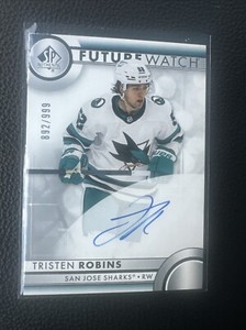 2023-24 SP Authentic Future Watch Auto #139 Tristen Robins 892/999 Sharks