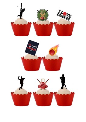 30 Stand Up Cricket Sport Essbar Oblate Papier Kuchen Cupcake Topper 
