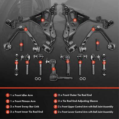 14x Front Upper Control Arm Tie Rod Ends Ball Joint for Chevy