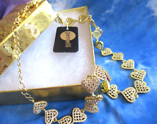 GEMELLI Valentine Choker Necklace Gold Plated Cubic Zirconia Valentine Heart NWT