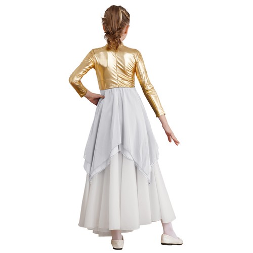 Girls Praise Dance Robe Dresses Long Sleeve Church Worship Irregular Costume - 第 24/36 張圖片