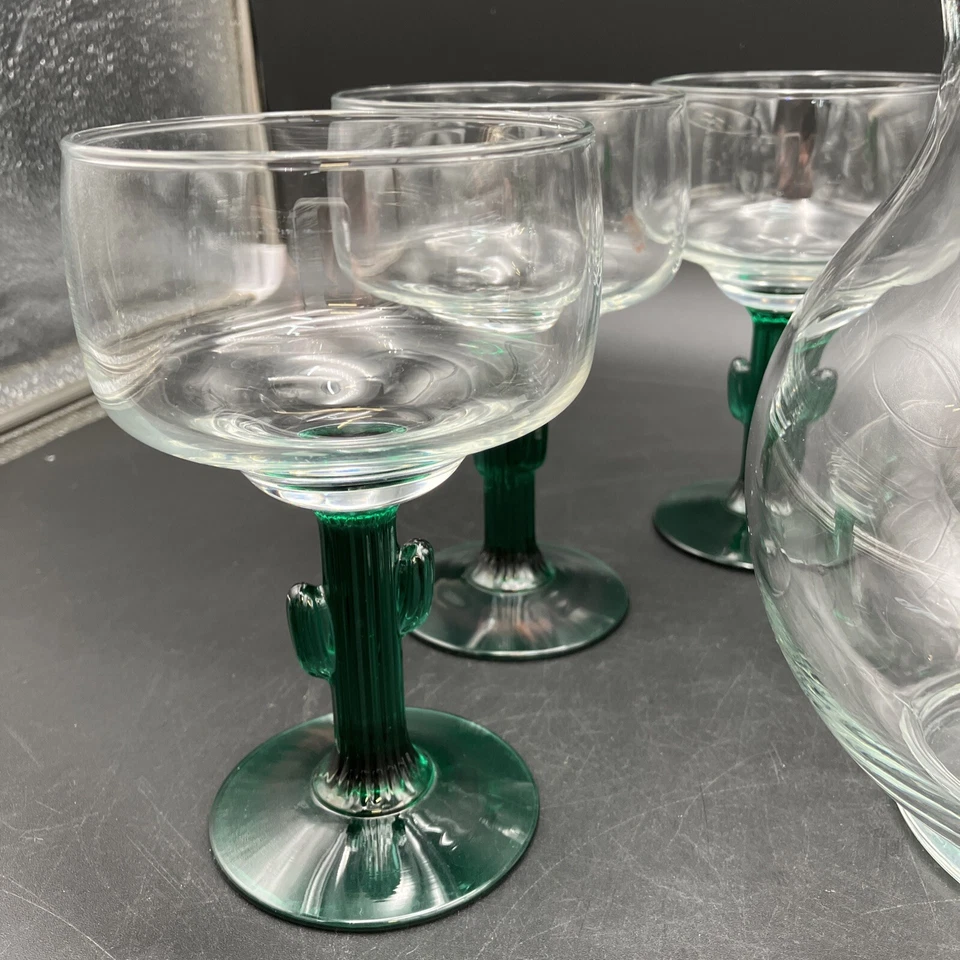 Jarro México Crisa Margarita, cabo verde aplicado com 3 Lg 3 copos médios - Imagem 3 de 4