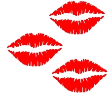 Three Red Kiss Mark Lips Vinyl Decals Car Truck Window Laptop Tablet Tumbler