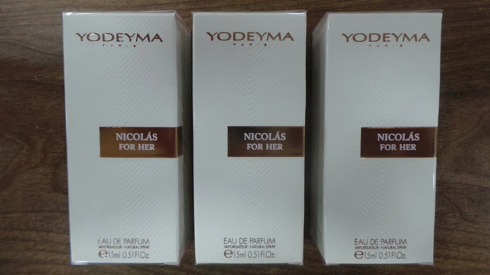 Brand New Boxed 3 X 15ml YODEYMA PARIS PERFUME NICOLAS FOR HER. 3 X 15ml.
