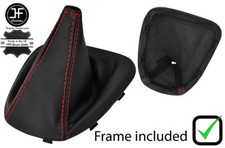 ROT NAHT LEDER SCHALTMANSCHETTE+KUNSTSTOFFRAHME F?R FIAT BRAVO II MK2 07-14