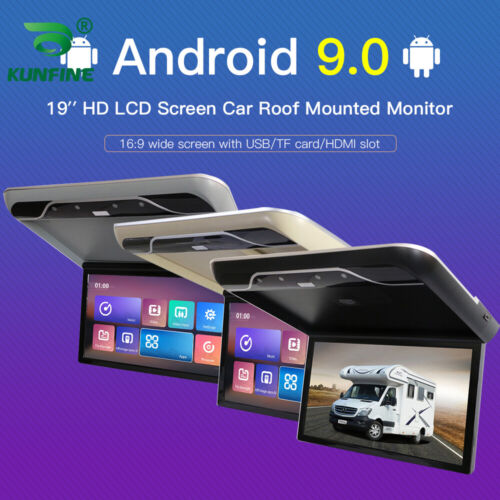 19" Android Player car roof monitor LCD TFT overhead Flip down built-in IR SD - Picture 1 of 19