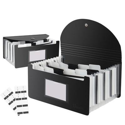 Uquelic Stand Receipt Organizer Folder - 13 Pockets Expanding Double Piano