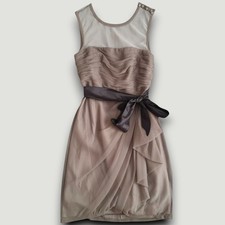 White by Vera Wang Dress 10 Gray Tulle Ruched Cocktail Party Designer VW361021