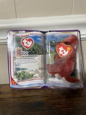 RARE Ty Beanie Baby Rex Tyrannosaurus McDonalds 2000 NEW SEALED Dino Trios