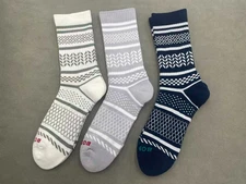 3 Pairs Bombas Men's All-Purpose Calf socks Size Large 9-13 3 Color Stripes