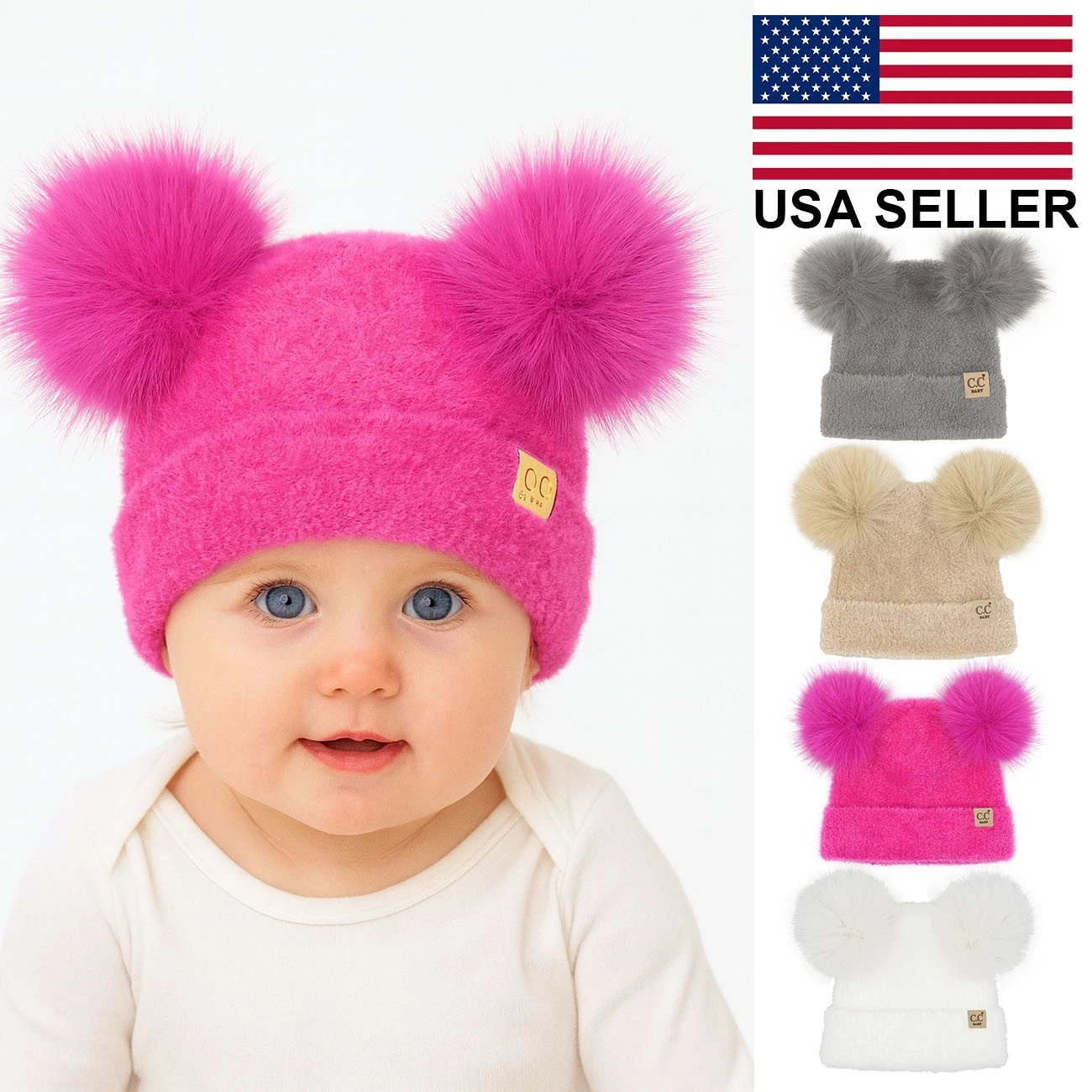 C.C Baby Infant Winter Soft Winter Plush Terry Chenille PomPom Beanie 0-12 month
Opens in a new wind
