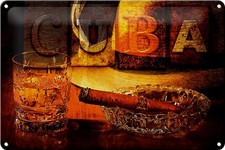Blechschild 20x30cm gewölbt Cuba Kuba Havana Rum Zigarren Havanas  Deko Schild