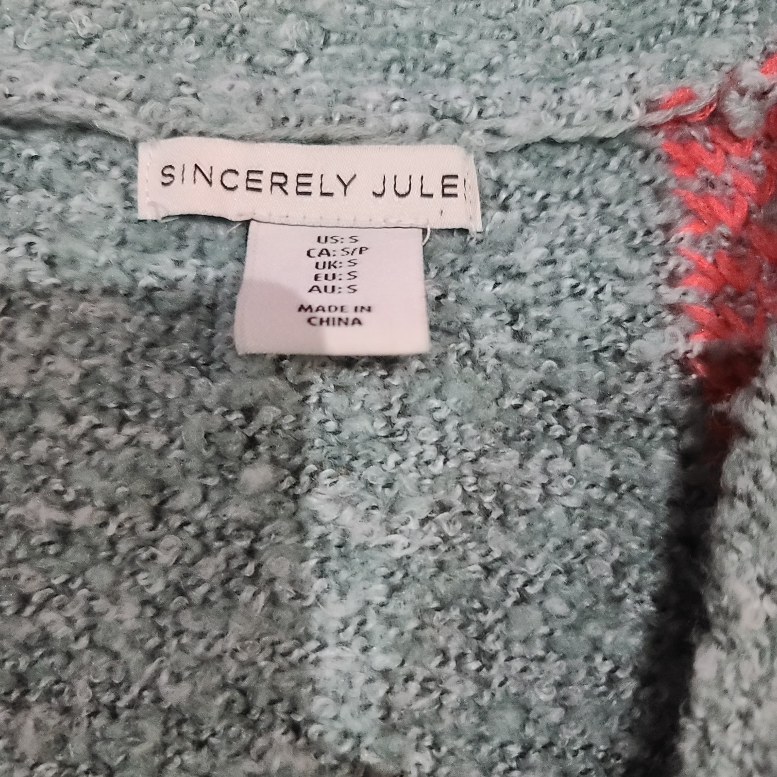 Sincerely Jules Patchwork Wool Blend Open Front C… - image 2