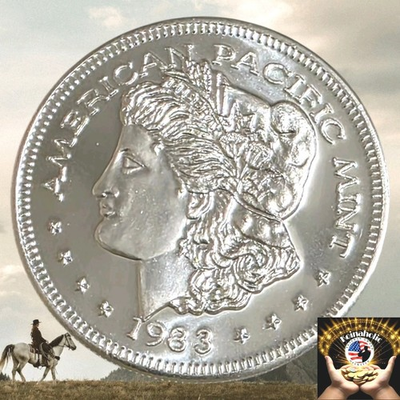 #ad 1983 Morgan Lady Liberty Trade Unit Scales .999 FINE Silver Round VINTAGE $99.00