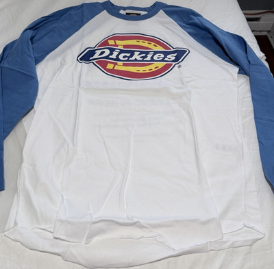 Supreme x Dickies Men's Raglan Long Sleeve Graphic Logo Tee White/Blue S