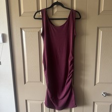Maternity Sleeveless Tank Dress Side Ruched Bodycon Dress M Wine Red