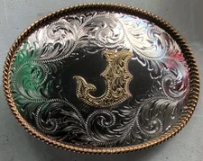 Montana Silversmiths Belt Buckle Columbus LETTER J German Silver Gold Tone 
