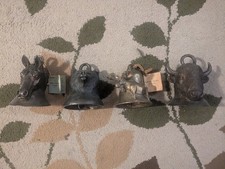 Granite Factory Animal Head Bells Set of 4 Horse Bear Moose Buffalo Bronze