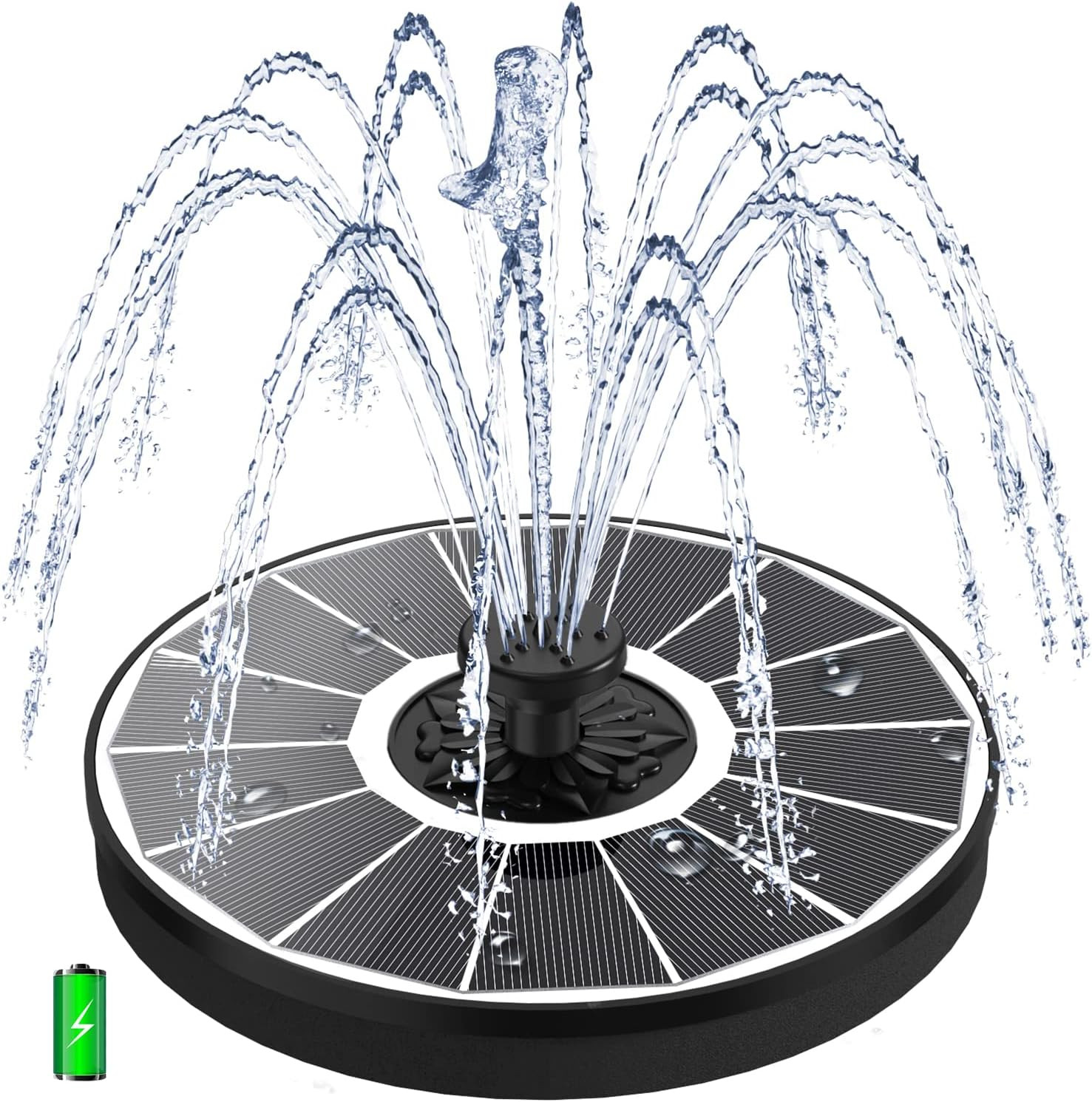 Nuova Fontana da Giardino 2025 Solare 3.5W con Luci LED e Batteria