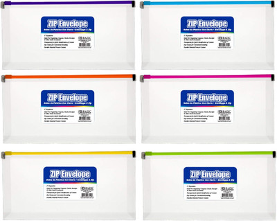 BAZIC Products Plastic Envelopes with Zipper   Durable Clear Poly Envelopes, Tra