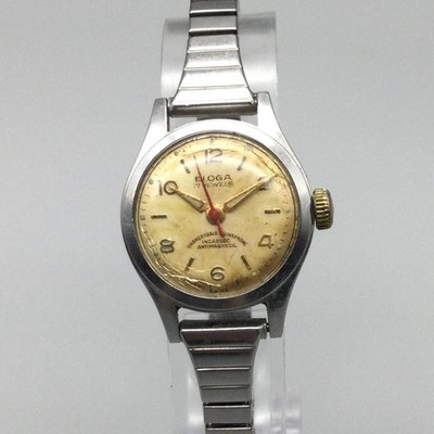 Vintage Eloga 17 Jewels Manual Watch Womens 23mm Manual Wind BROKEN PARTS REPAIR