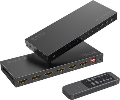 PORTTA HDMI Matrix 4x2 4K 60Hz 4 in 2 Out mit Audio Extract