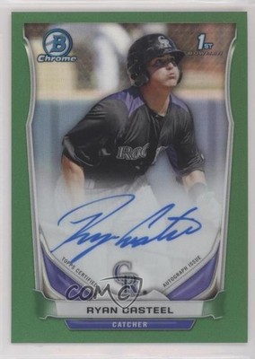 2014 Bowman Chrome Prospect Green Refractor 28/75 Ryan Casteel #BCAP-RC Auto 0s3