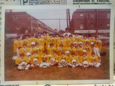 Vintage Color Photo Football Team Group Outside Joe's Restaurant Northeast