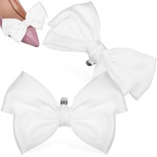 Satin Bow Shoe Clips Elegant White Removable Buckles Wedding Party Accessory