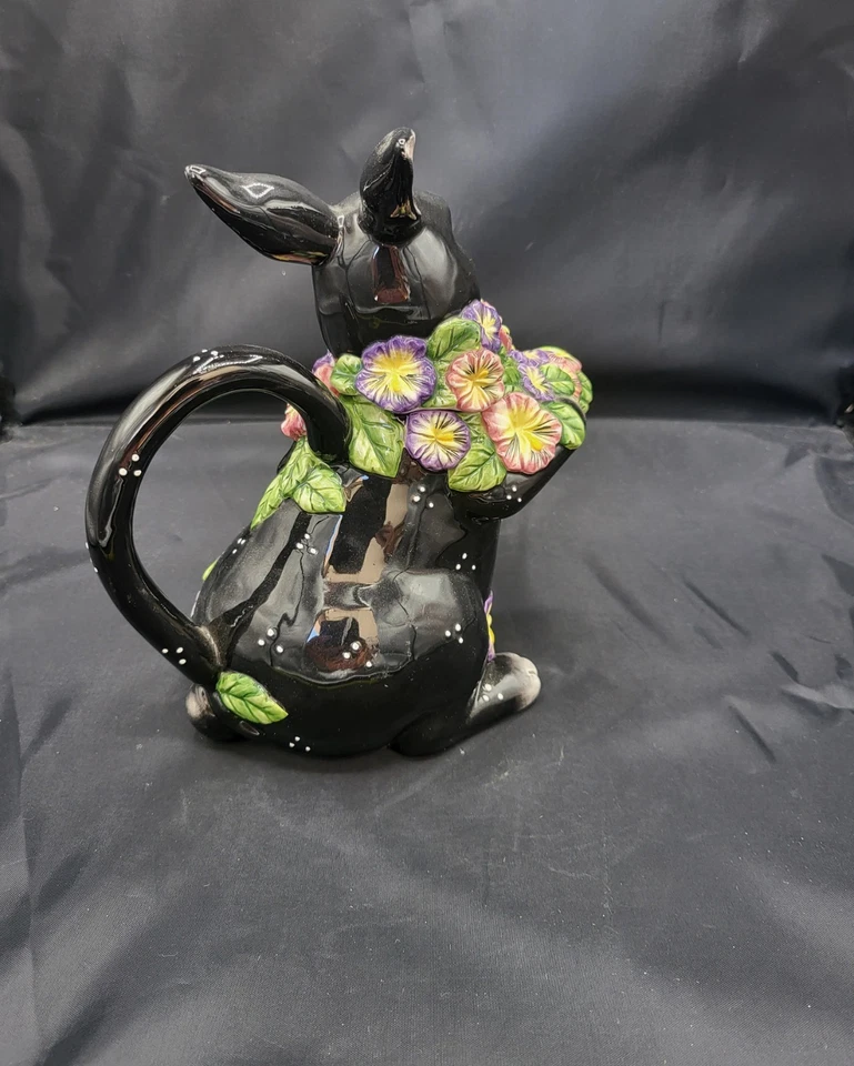 Ceramic Easter Bunny Rabbit Tea Pot Appletree Design 9.5" Tall - Image 2 of 4