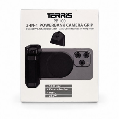 TERRIS PB 100 3-in-1 MagSafe Camera Grip 5000mAh Power Bank Bluetooth