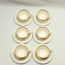 Set of 6 Homer laughlin Eggshell theme Teacup Saucer Sets  Elegant Dining