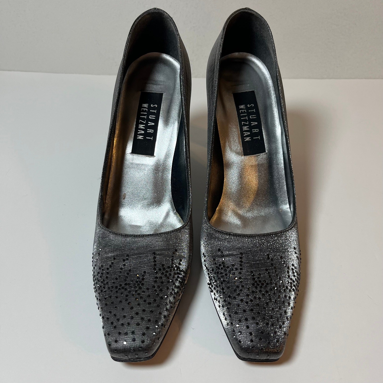 Stuart Weitzman Square Toe Pumps Silver Metallic … - image 2