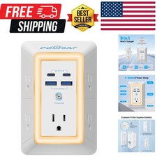 Multi Plug Outlet Surge Protector - 5 Outlet Extender with 4 USB Ports2 USB-C...