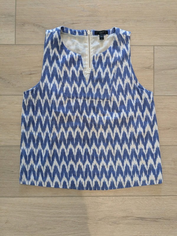 J. Crew Blue And White Sleeveless Blouse Women's Size 6