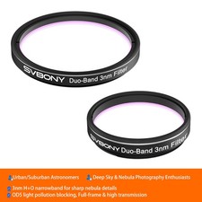 SVBONY SV220 Telescope Filter H-Alpha OIII 3nm Dual-Band 1.25/2" Nebula Filter