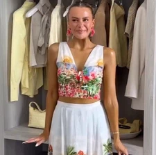 ZARA NEW SS25 WOMAN CROP FLORAL PRINTED KNOT TOP SHIRT  3789/348_S,M,L