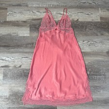 Victoria's Secret Pink Satin Lace Chemise Slip Nightgown Babydoll S