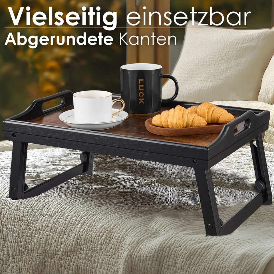 Frühstückstisch Klappbares Bambus Tablett höhenverstellbar für Bett und Sofa - Bild 3 von 4