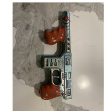 T.N. Vintage 1950 Tin Litho Space Burp Gun Ray Gun Toy Pistol