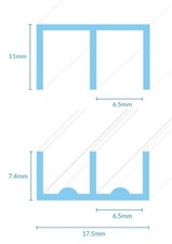 vivarium glass runner top and bottom 6mm & 4mm Black & White 1000mm Long
