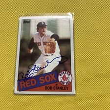 BOB STANLEY 1985 TOPPS #555 BOSTON RED SOX AUTOGRAPHED Signed Baseball CARD
